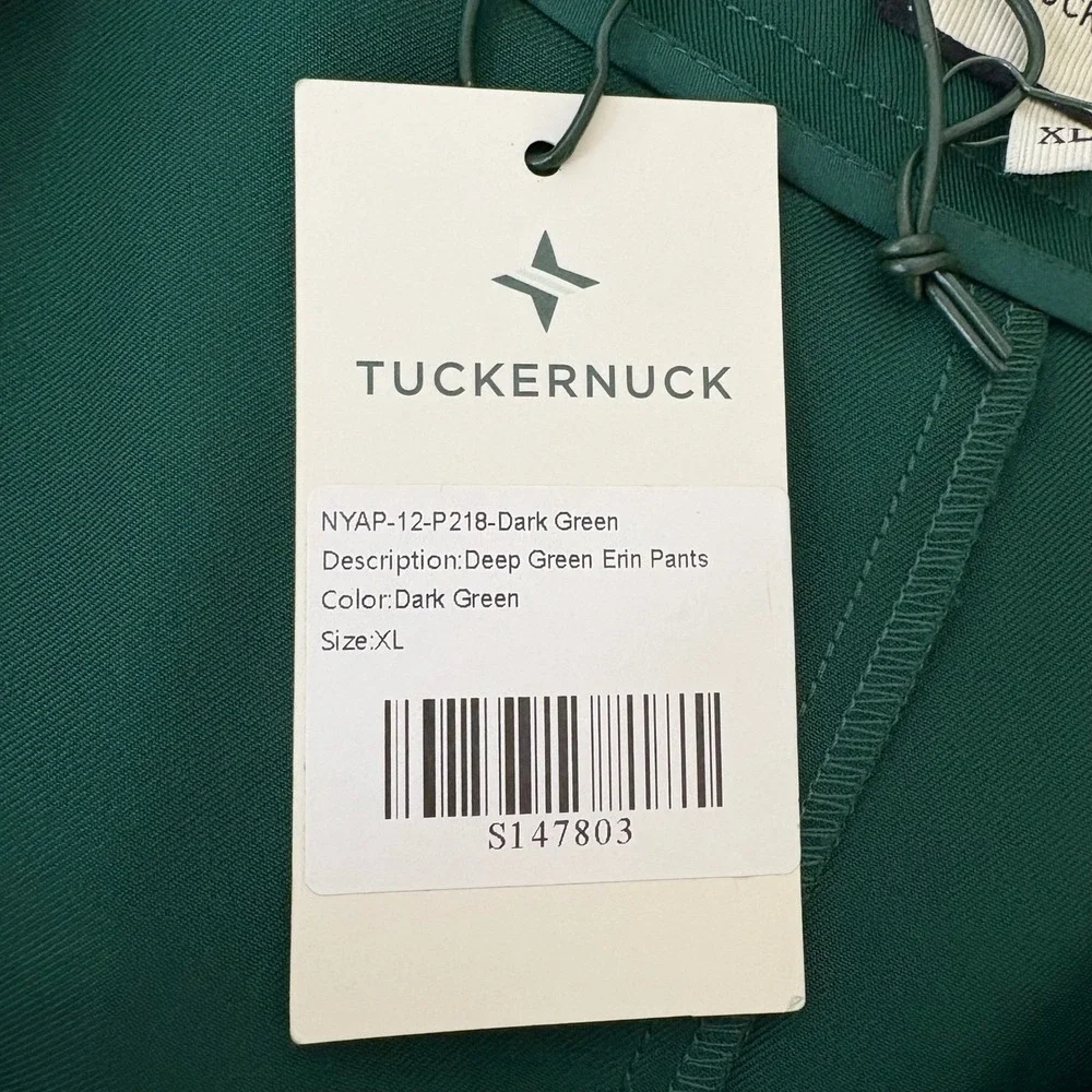 Tuckernuck Erin Pants Dark Green Wide Leg High Rise Side Zip Trousers XL NEW